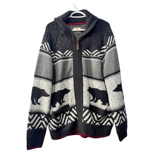 Casual men’s thick knitted zipper cardigan sweater with bears size XL